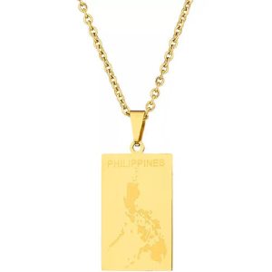 Philippine Map Anhänger Halskette Schmuck – Edelstahl / vergoldet – 8 G