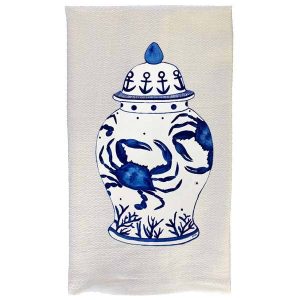 Blau Crab Ingwer Geschirrtuch – B McVan Designs