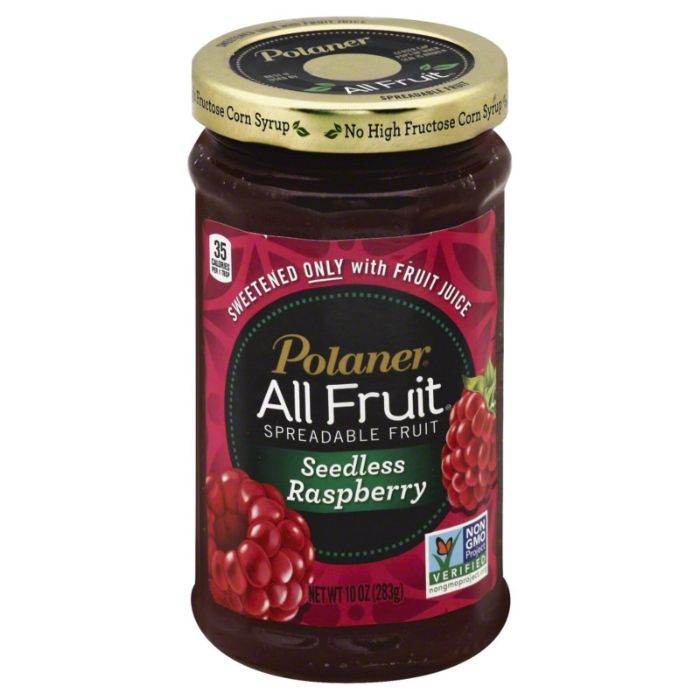 Polaner – Fruchtaufstrich Samenlose Rote Himbeere, 10 Oz – Packung mit 12 Stück