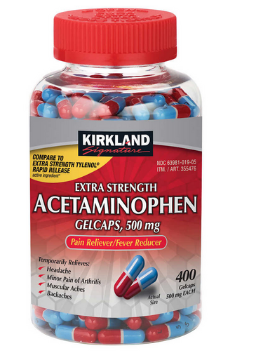 Kirkland Signature Extra Stärke Acetaminophen 500 mg., 400 Gelcaps