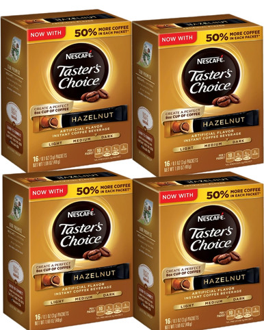 Nescafe Taster's Choice Instant Haselnuss Kaffee, 16 Stück (4 Stück)