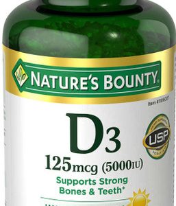 Natur Bounty Vitamin D3 Supplement, 5000 IE, 400 Softgels mit schneller Freisetzung, Unterstützung für Knochen und Immunsystem