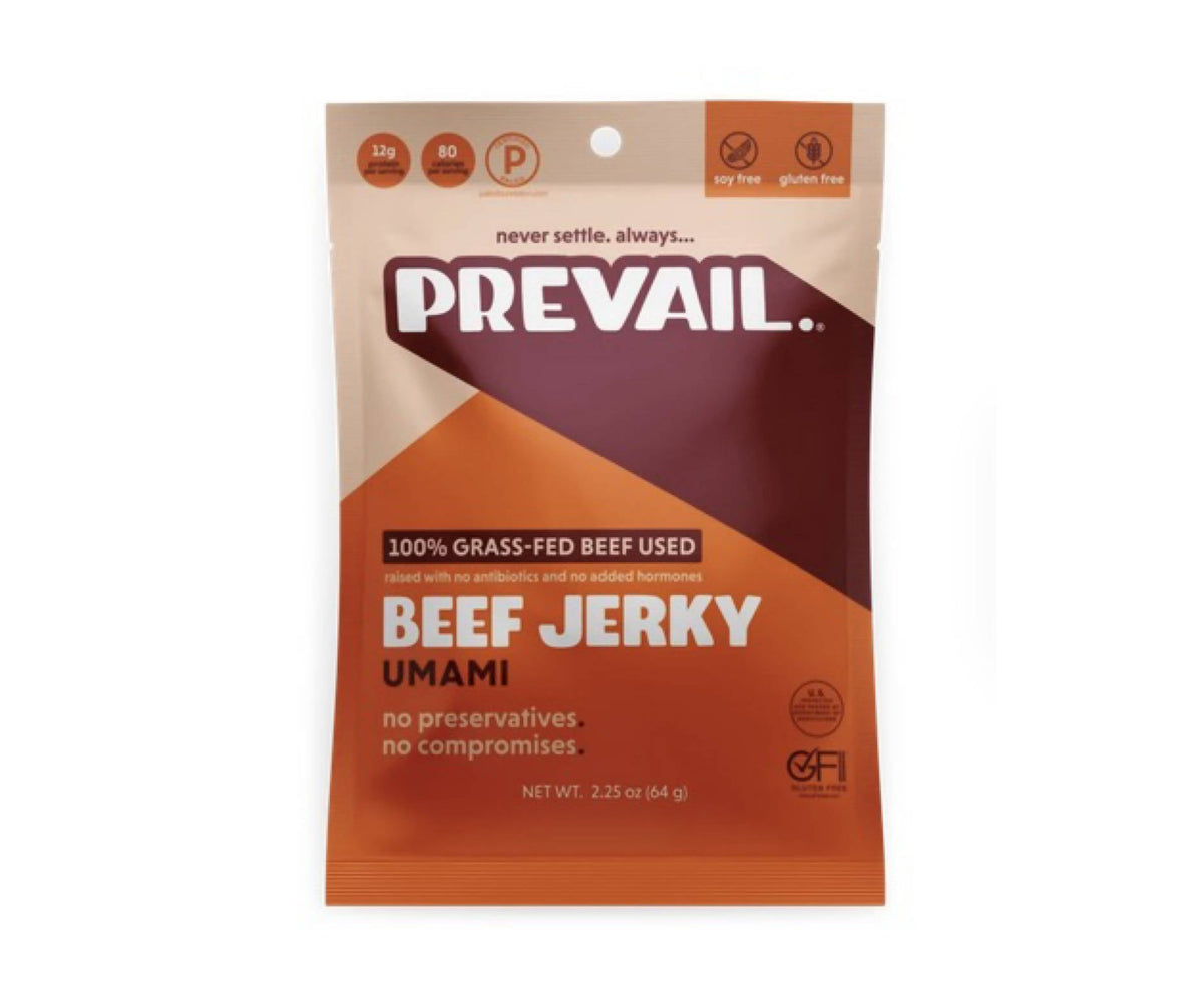Prevail Jerky Umami Rindfleisch Jerky, 100% Gras gefüttert – 8 Beutel x 2,25 oz