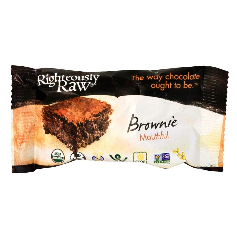 Righteously Raw – Bio-Brownie-Mundfüller aus dunkler Schokolade 18g – 12pac