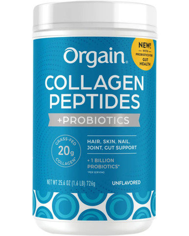 Orgain Collagen Peptides + Probiotika, geschmacksneutral, 1,6 lb, 20g Gras-Fed Collagen mit Gut Unterstützung