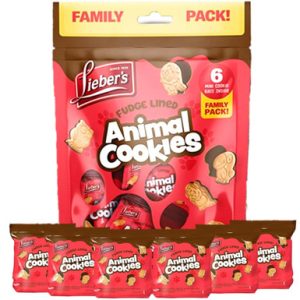Lieber’s Animal Kekse, Vanille-Cracker aus Fudge, Familienpackung mit 6 Mini-Keks-Taschen