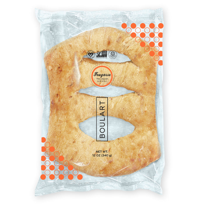 Boulart – Laib Rote Pfeffer Zwiebel Focaccia Individuell, 12 oz – Packung mit 1