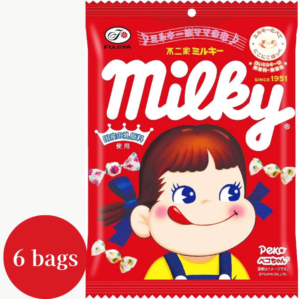 Fujiya Milky Creamy Milch Süßigkeiten 100g × 6 Beutel – keine künstlichen Farben oder Aromen – Hergestellt in Japan – Tokyo Sakura Mall