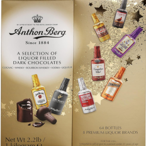 Anthon Berg Zartbitterschokolade Kollektion, Likör gefüllte Miniflaschen, 64 Stück, 2,2 lb