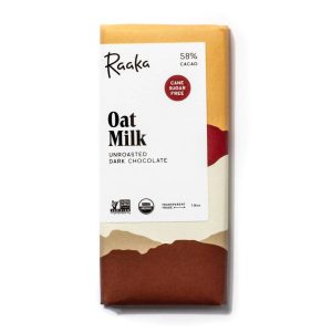 Hafer Milchschokoladenriegel, 58% Kakao / Kakao, Frühstücksschokolade, vegan, milchfrei, roh, Rohrzuckerfrei, ungeröstete Schokolade – 12 bar x 1,8oz