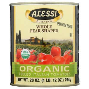 Alessi Organische geschälte Tomate, 28 Oz – Packung mit 12 Stück