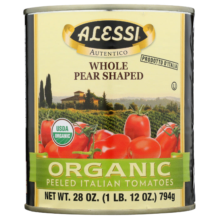 Alessi Organische geschälte Tomate, 28 Oz – Packung mit 12 Stück