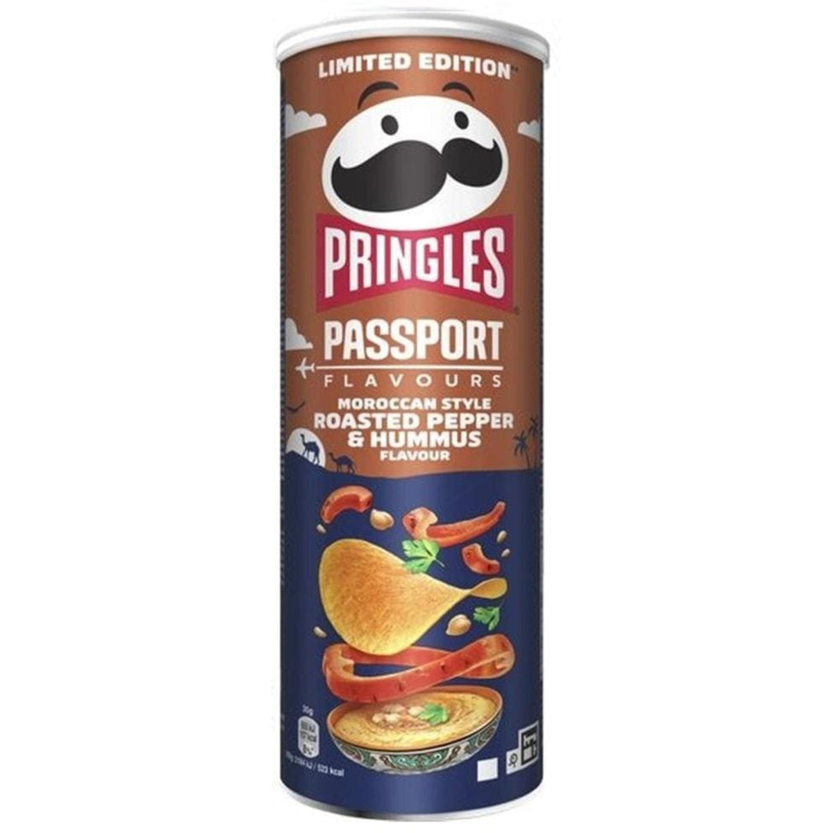 Pringles Passaromen Marokkanische Art geröstete Paprika & Hummus Kartoffelchips 165g BELGIEN (Fall von 12)