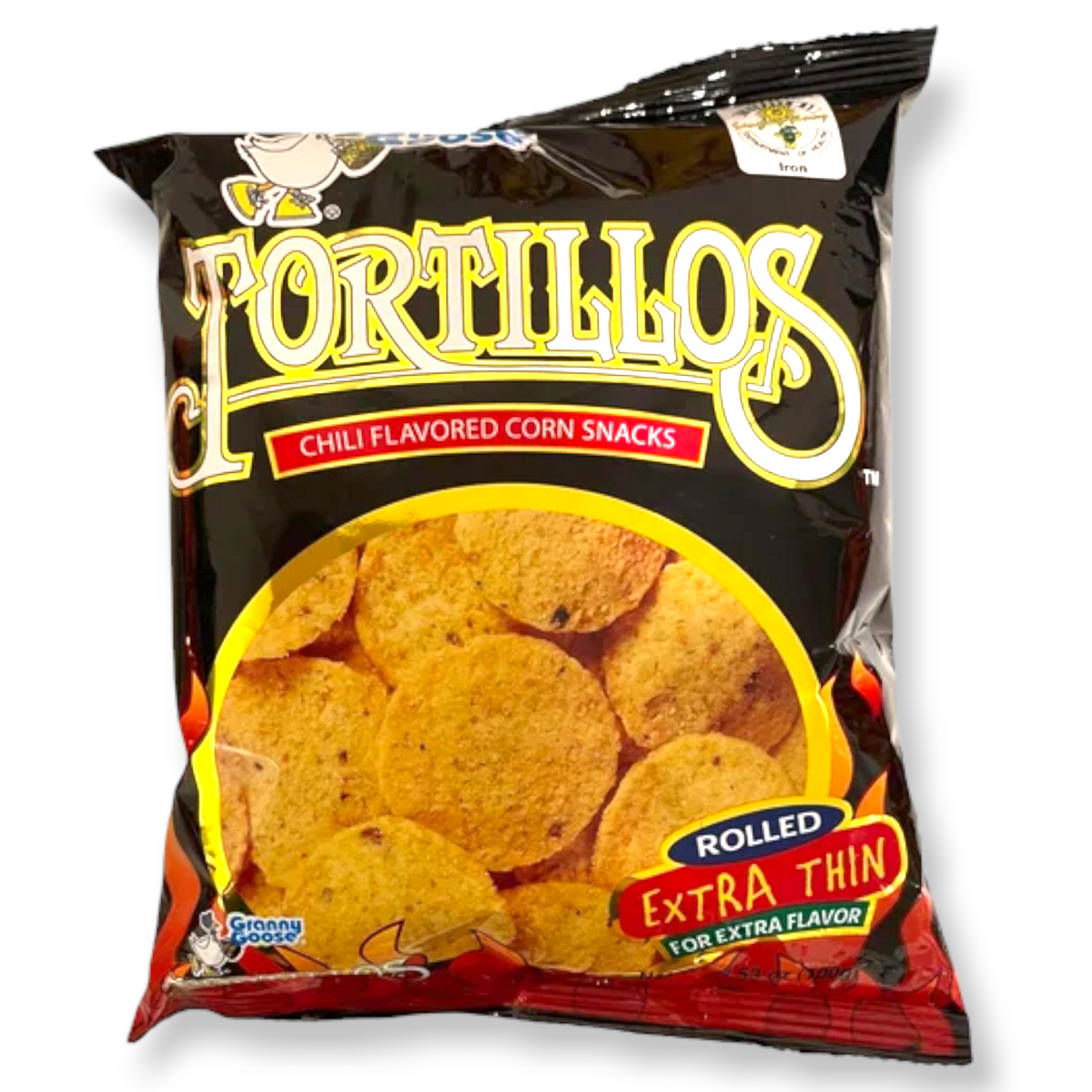 Granny Goose Tortillos – Mais-Snacks mit Chiligeschmack – SCHWARZ