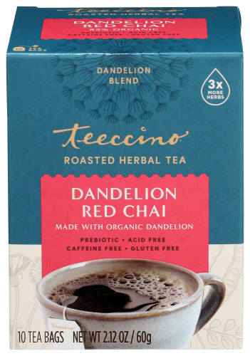 Teeccino Tee Löwenzahn Rot Chai 10 Ct – Packung mit 6