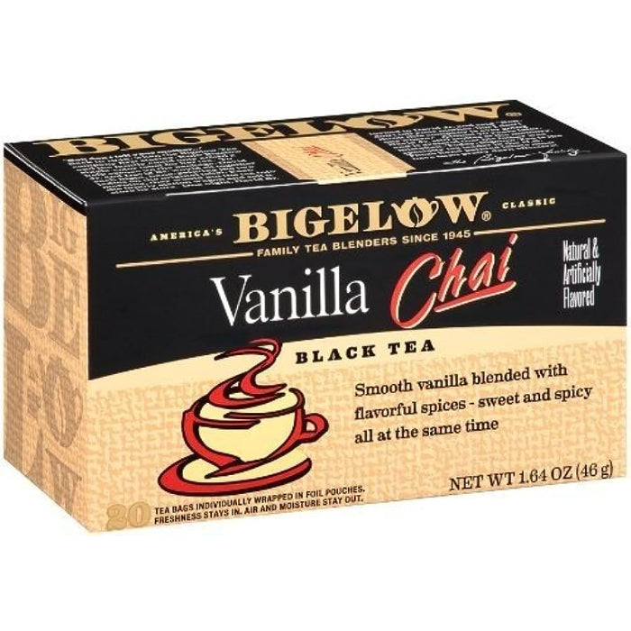 Bigelow Chai Vanille Tee, 20 Beutel, 1,64 oz – Packung mit 6 Stück