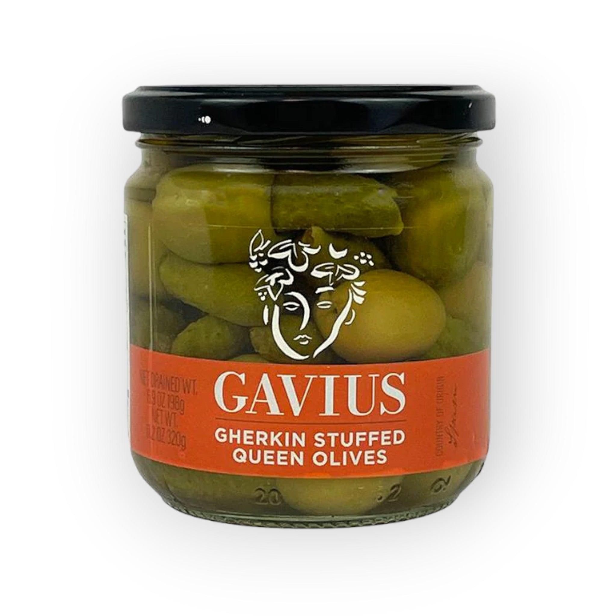 Gavius Gherkin gefüllte Königin Oliven