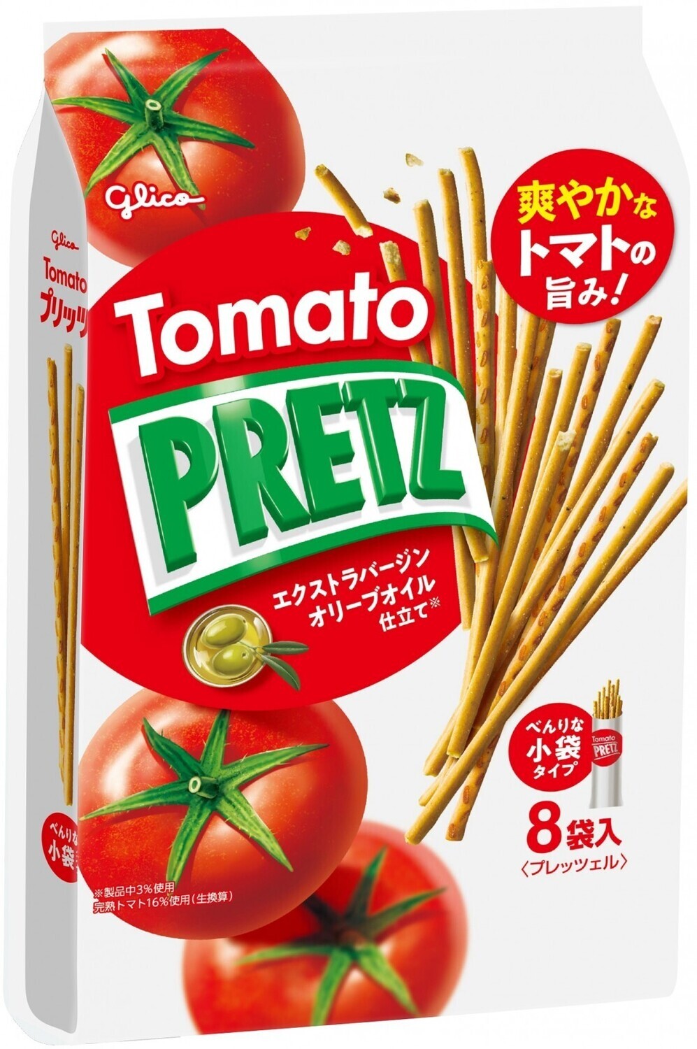 Glico “PRETZ”, Tomate, 8 Mini-Packs in 1 Beutel
