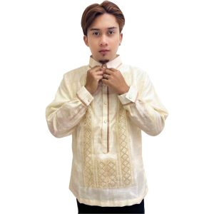 Barong Tagalog Special Double Lining with Piping braunes Bayong-Design