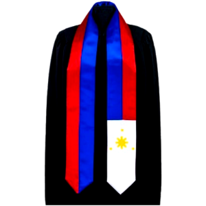 Philippine Flag Color Graduation Schärpe – 100% Satin Polyester – 13 x 180 cm