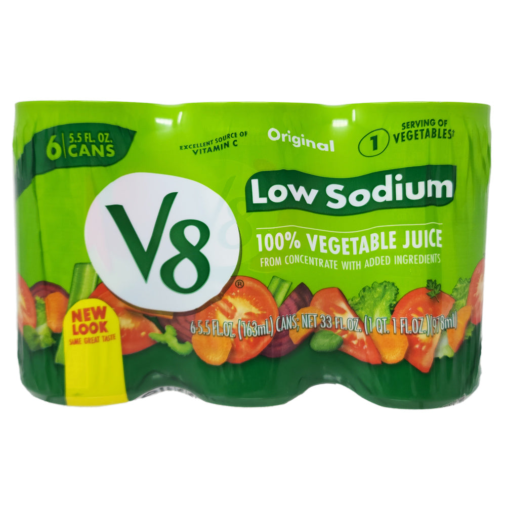 6er Packung V8 Niedriger Natrium-Original-Gemüsesaft – 5,5 Unzen