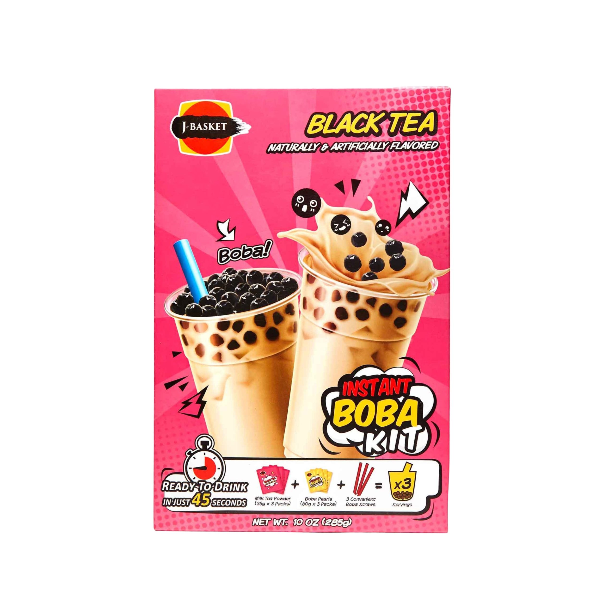 J-Basket Boba Bubble Tee Kit: Schwarzer Tee (3 Tassen) (Taiwan)