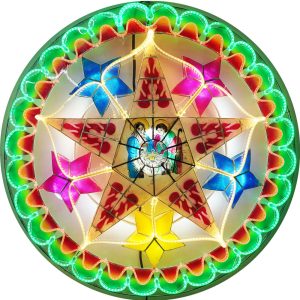 Philippines Christmas Capiz Parol Lantern Star (Tala) Nativity Scene grün / rot / weiß led zeigen – Größe 30