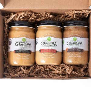 Georgia Grinders Bio Erdnussbutter & Pekannusbutter: Dreier-Geschenkbox – 3 Gläser x 12 Unzen