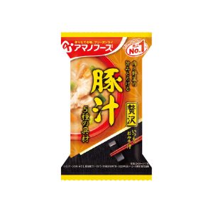 Amano Foods “Itsumo no Omisoshiru Zeitaku”, Gefriergetrocknete Miso Suppe, Tonjiru, Schweinefleisch, 1 Portion