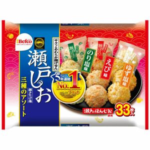 Kuriyama, Befco, “Seto no Ship” Reisknacker, Sortimentspackung, Algen, Garnelen und Yuzu-Salz, in 1 Beutel – 33pc