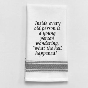 Wild Hare Designs – „In jedem alten Menschen ist...“ Weiß Kitchen Tow