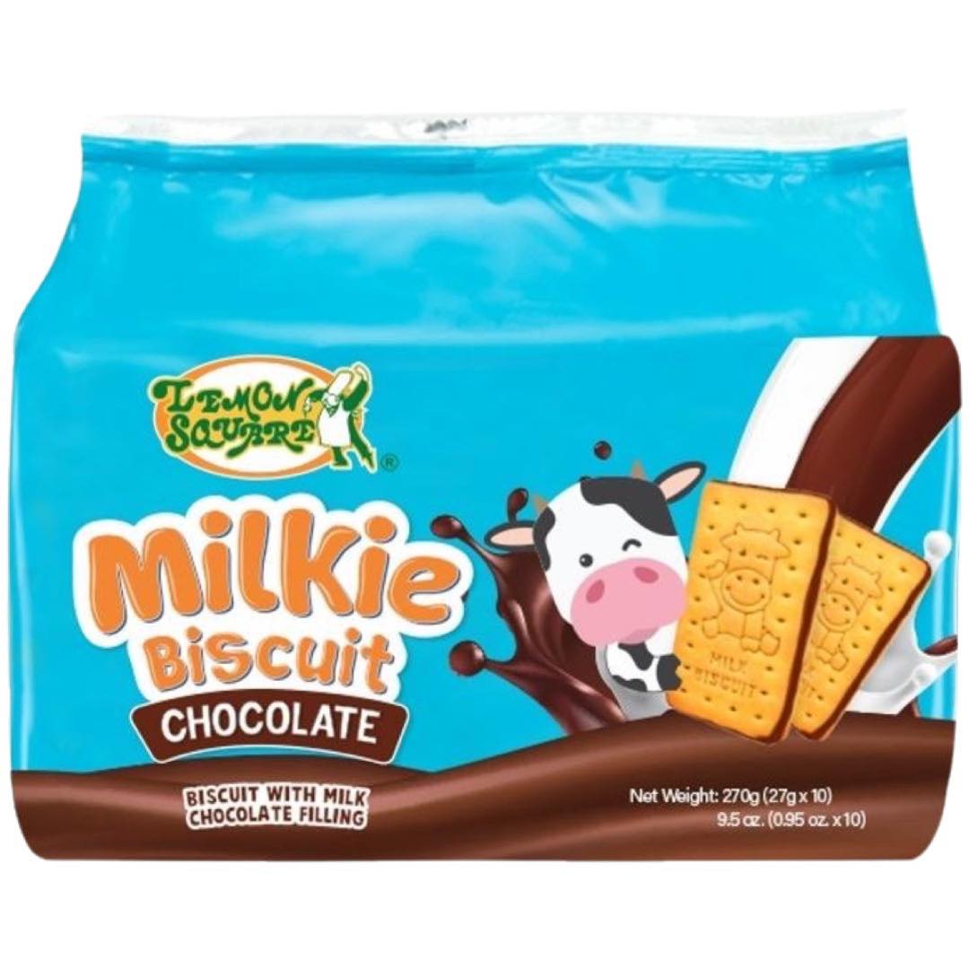 Zitrone quadratisch – Milkie Keks Schokolade – Keks mit Milchschokoladenfüllung – 10er Packung – 270 G