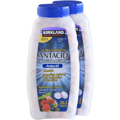 Kirkland Signature Ultra Strength Antacidum, 1000mg Calciumcarbonat, Berry Aromatisiert Kautabletten, 530 Stück