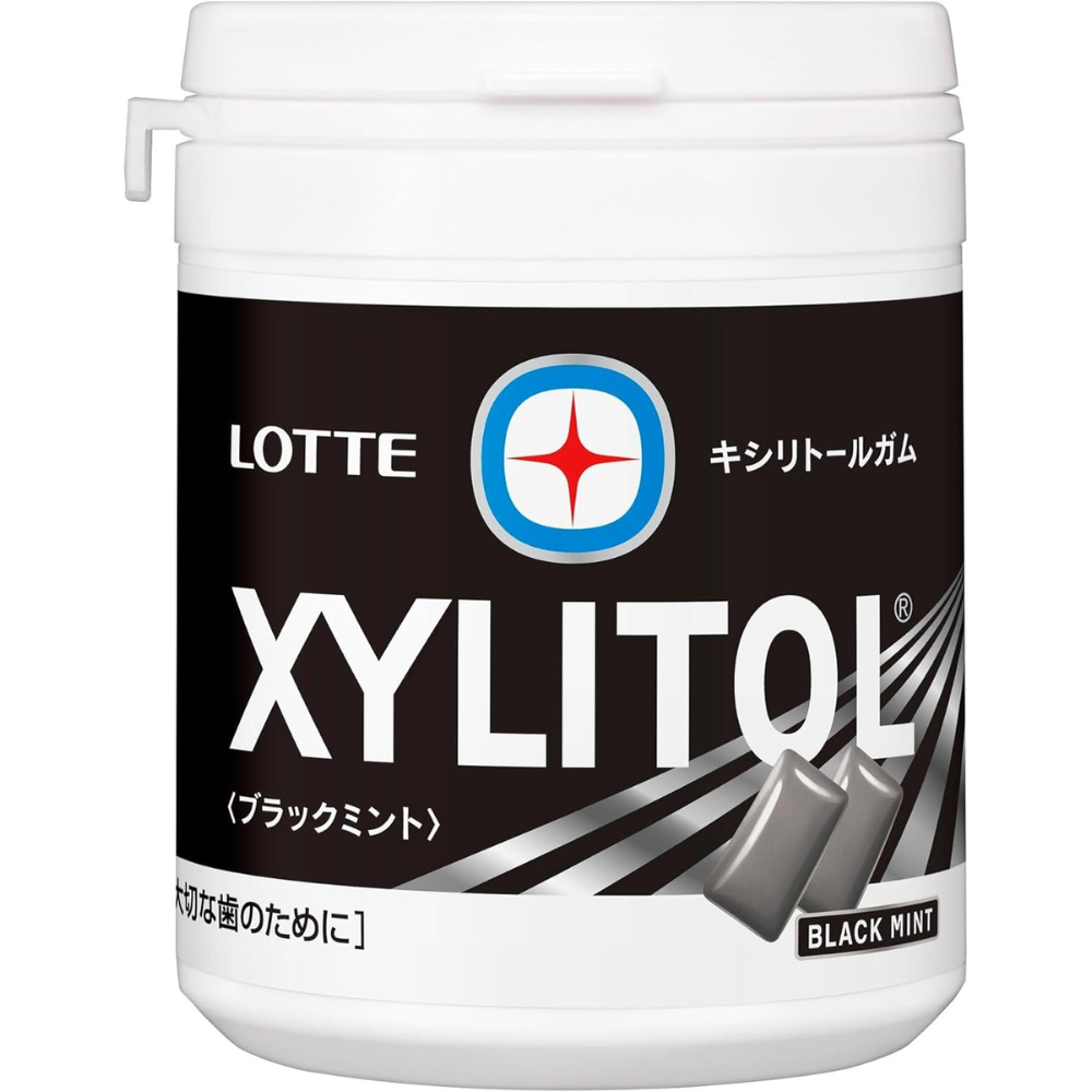 Lotte Xylitol Gum Schwarz Minze Flasche Typ 133g – Hergestellt in Japan – Tokyo Sakura Mall