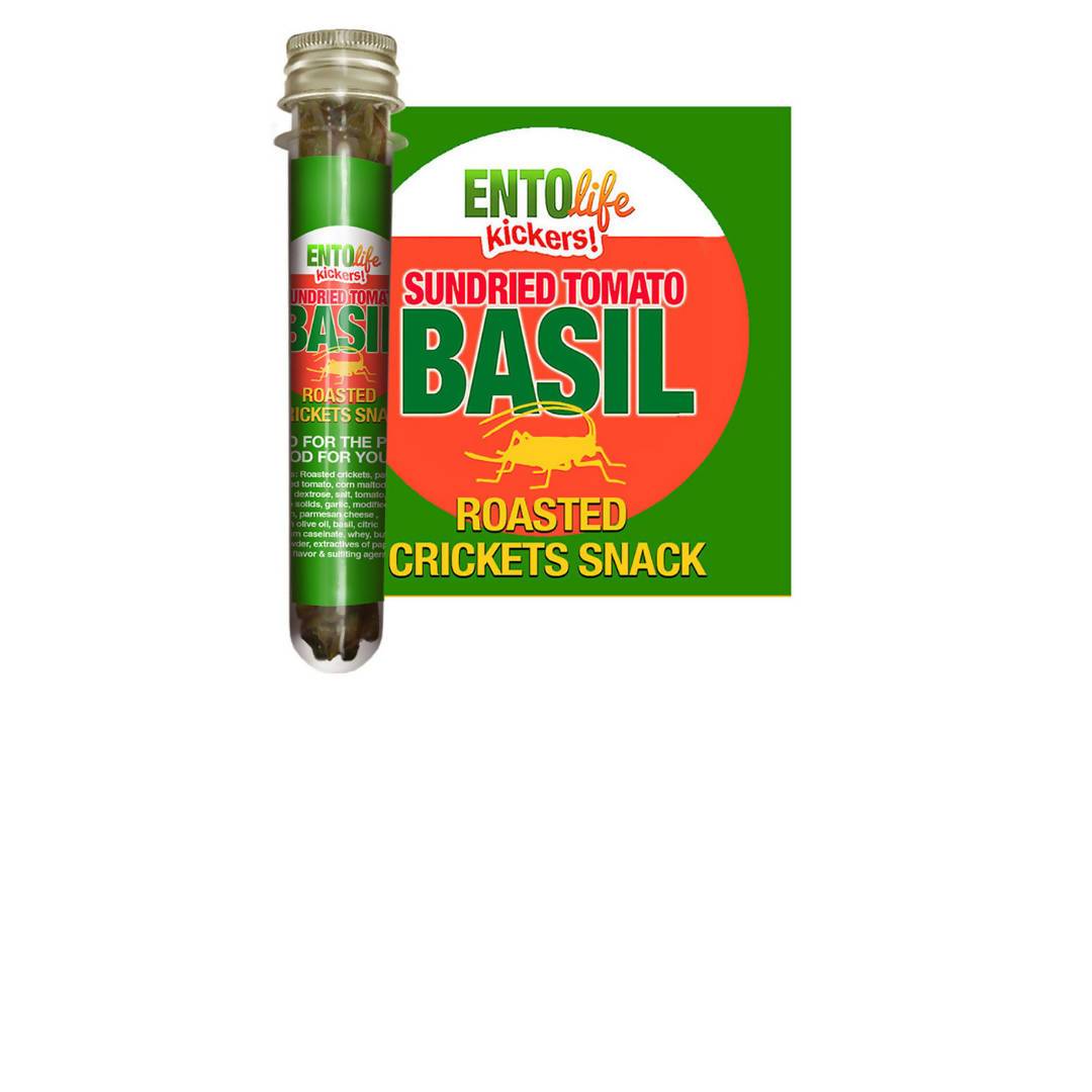 Sonnengetrocknete Tomaten Basilikum Geröstete Cricket Snack Tubes – 6 x 10g
