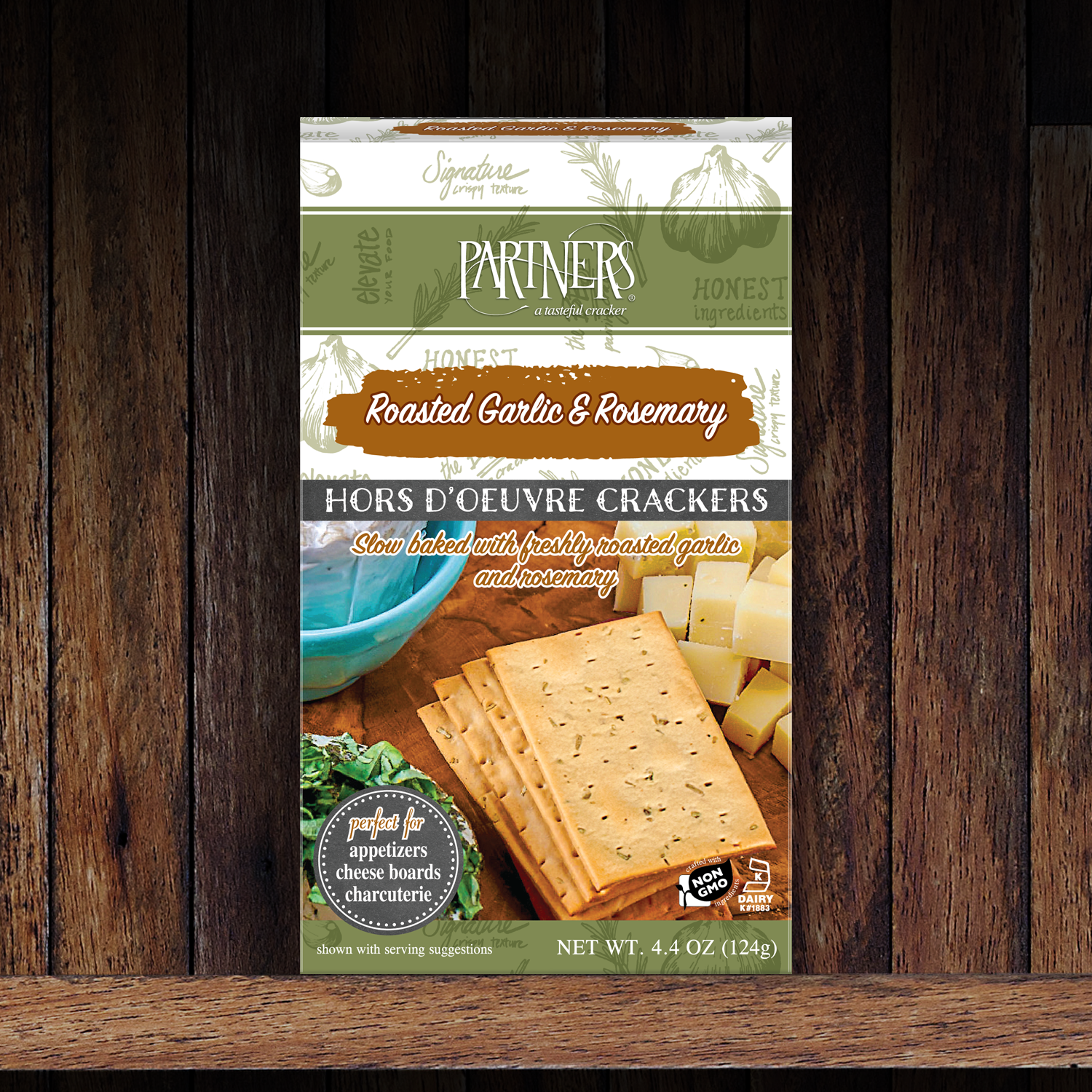 Partner Crackers – Gerösteter Knoblauch & Rosmarin Hors d'Oeuvre Crackers