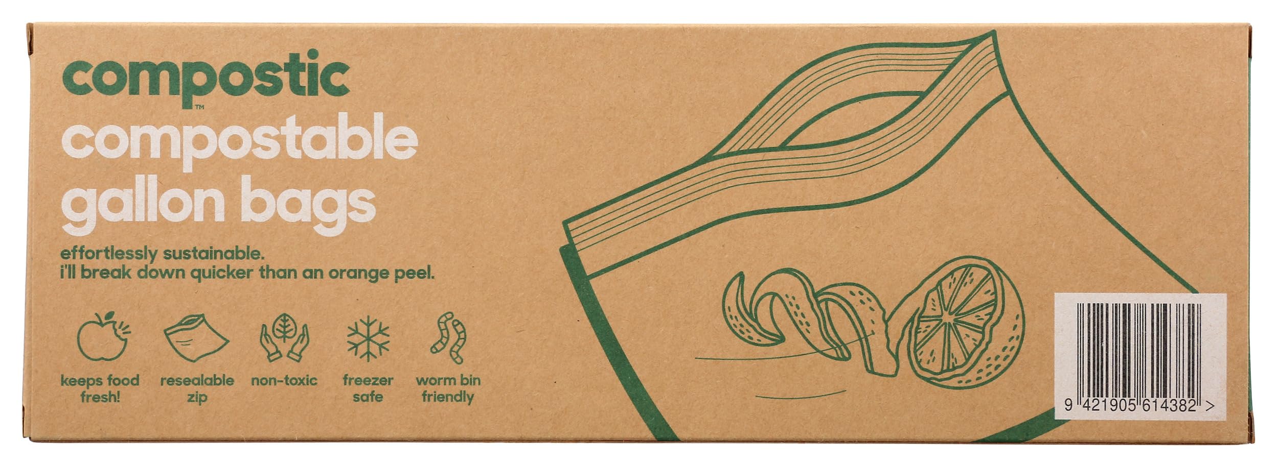 Compostic – Kompostierbare Gallonen-Aufbewahrungsbeutel, je 10 Stück (Packung mit 12 Stück)
