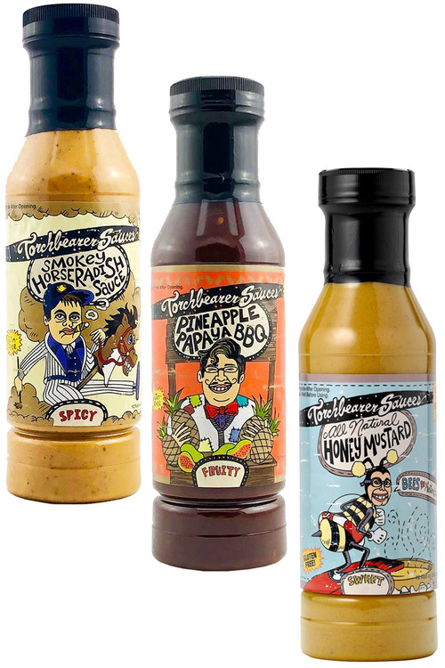 Torchbearer Fruity würzig-säuerlich scharf BBQ Saucen Geschenkpaket, 3/12oz