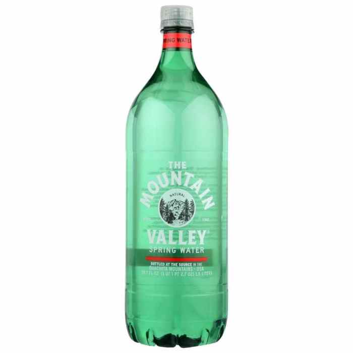 Mountain Valley – Quellwasser PET, Flachkappe, 1,5 L – Packung mit 12 Stück