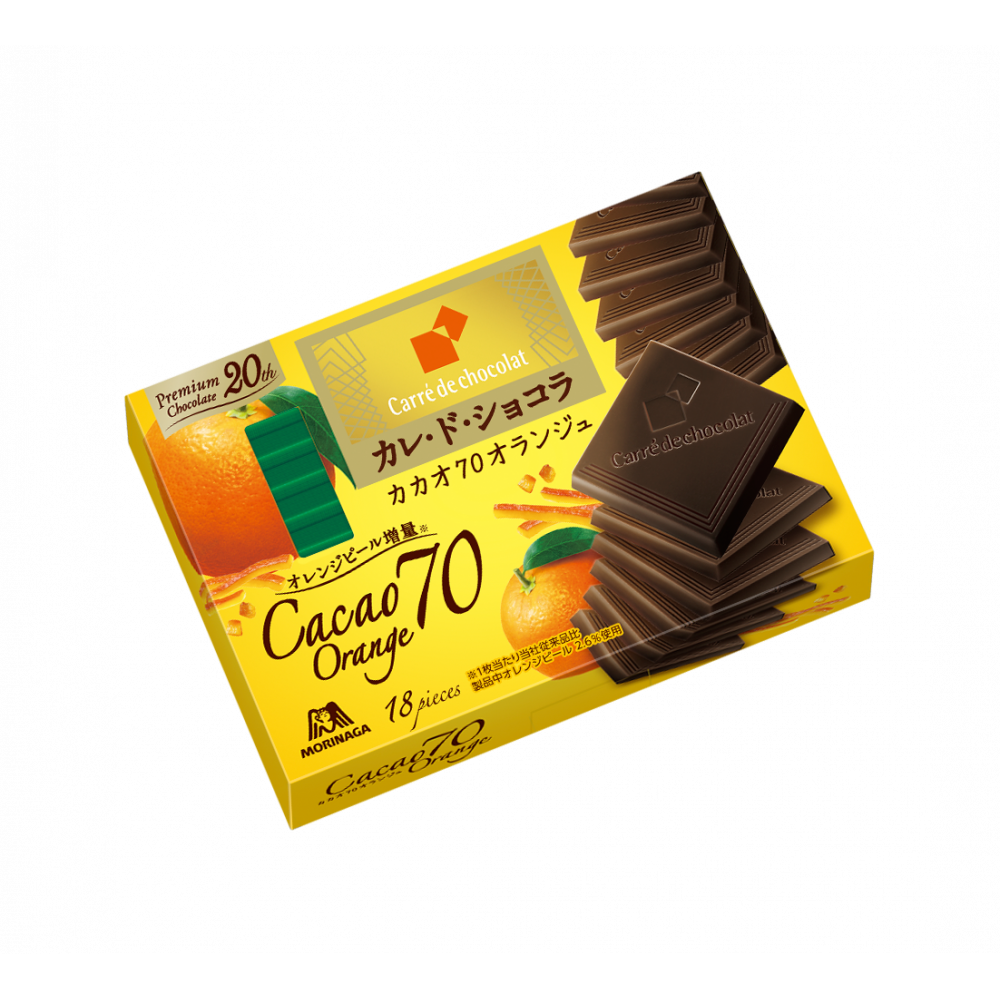 Morinaga, Carre de Chocolat, Cacao 70 Orange, 18 Stück
