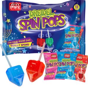 Dreidel Spin Pops, Assorted Fruit Flavors, Spinning Hanukkah Bonbon-Lutscher, einzeln verpackt, koscher Parve, 12 Zähler