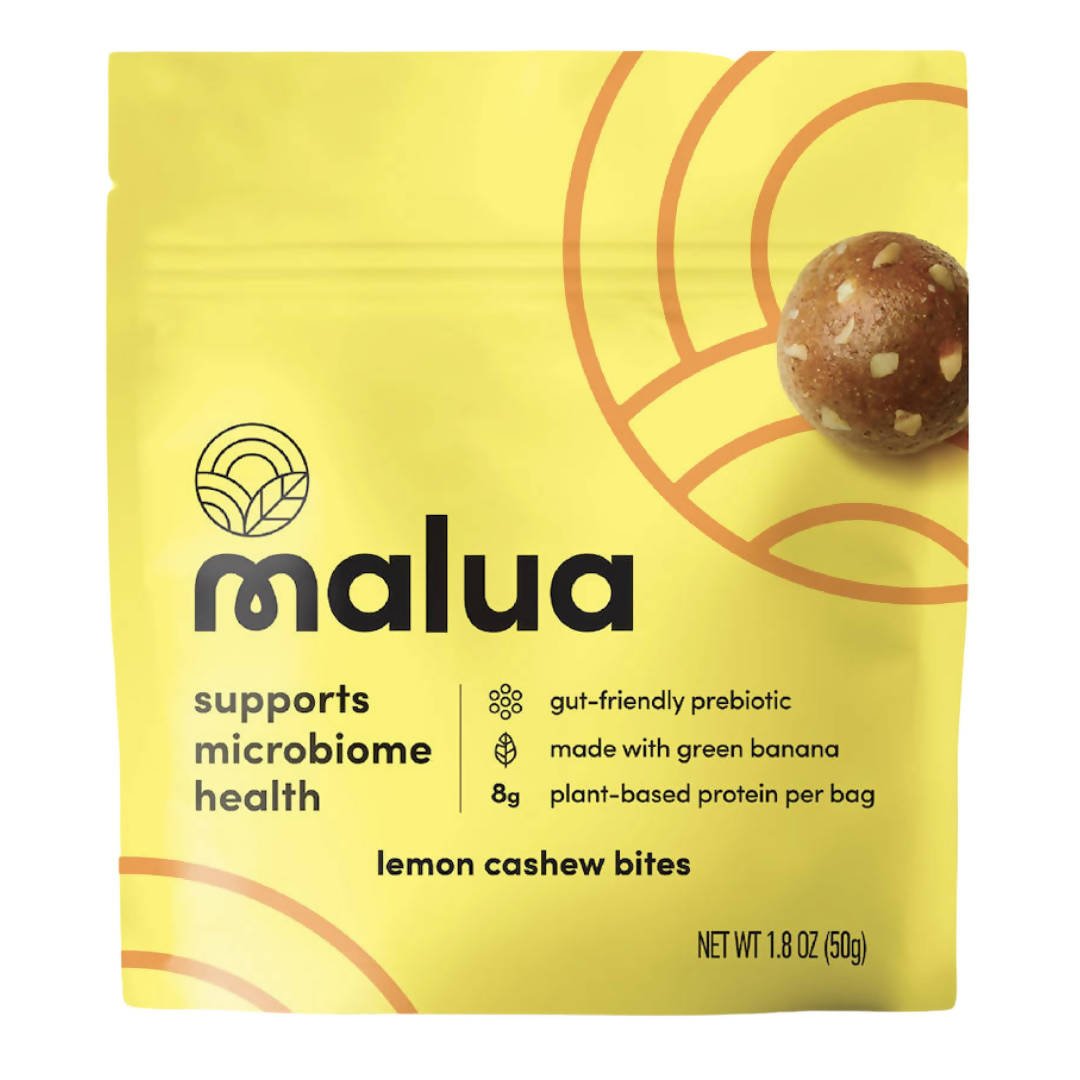 Malua Prebiotic Bio Gut Gesund Vegan Keto freundlich, Low Carb Cashew Zitrone Bites – 8 Beutel x 1,8 oz