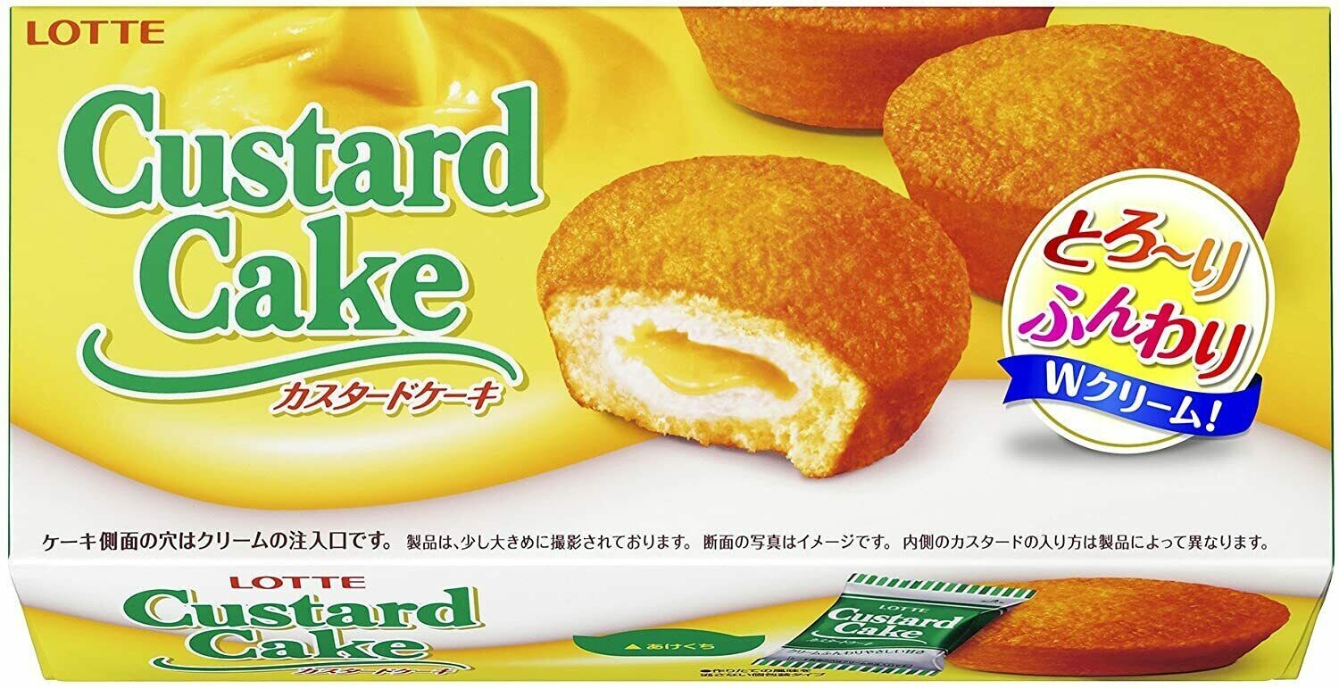 Lotte, Custard Kuchen, 6 Stück in 1 Schachtel, Normale Größe, Weicher Kuchen mit Sahne
