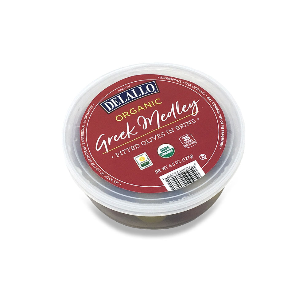 Delallo Oliv Greek Medley in Brine, 4,5 oz (Packung mit 6)