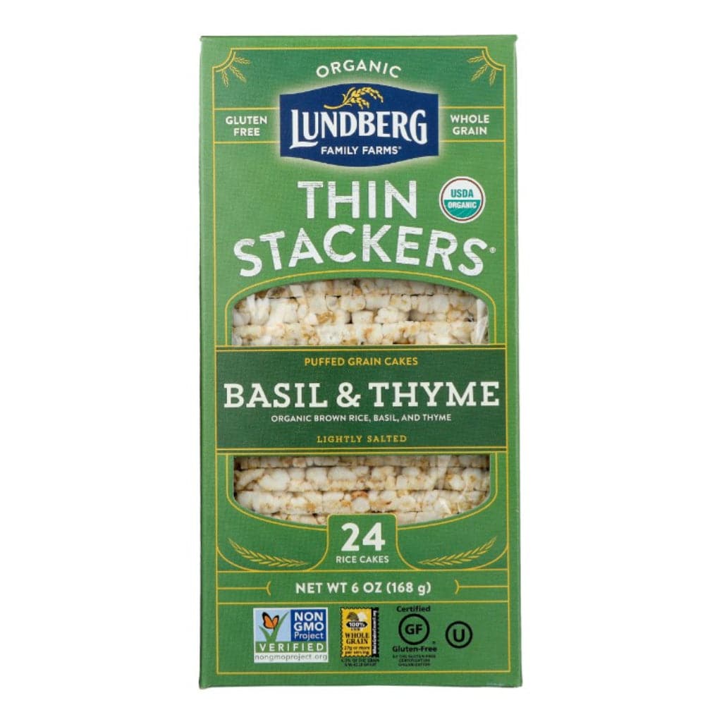 Lundberg – Bio Cracker Basil Thymian dünn leicht gesalzen, 6 Oz