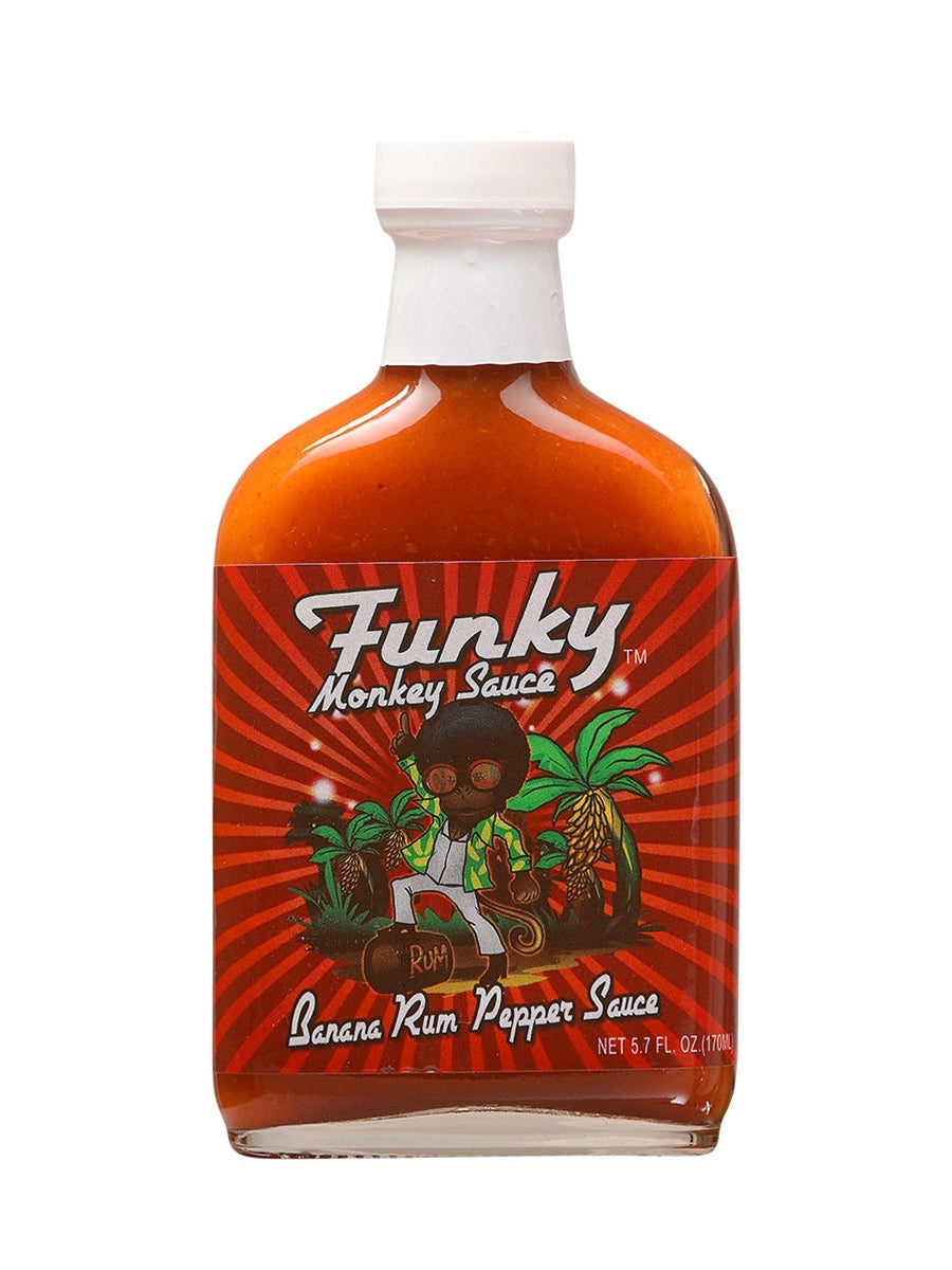 Chilisauce Funky Monkey Banane Rum Pfeffer 5,7 oz Flasche Hitze 4