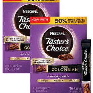 Nescafe Taster’s Choice Colombian Instant-Kaffee, 16 Packungen (Packung mit 2)