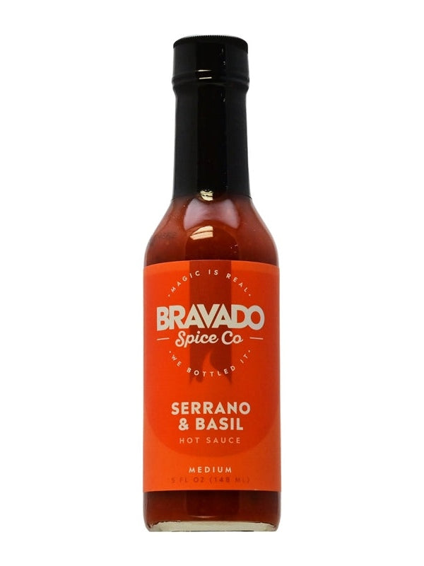 Chilisauce Bravado Spice Co Serrano & Basil mittel 5 oz Hitze 5