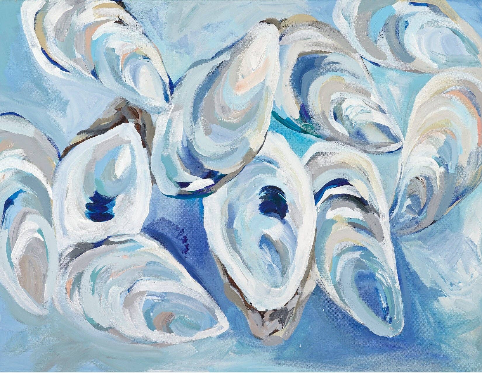 Kim Hovell Kunst – Himmelblauer Oyster Cluster Muster: 8 x 10′′
