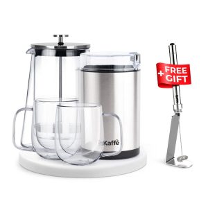 Kaffee-Liebhaber Bundle – ultimative Hausbrauen Kit mit Französisch Presse, Schleifmaschine, Tassen & Frother